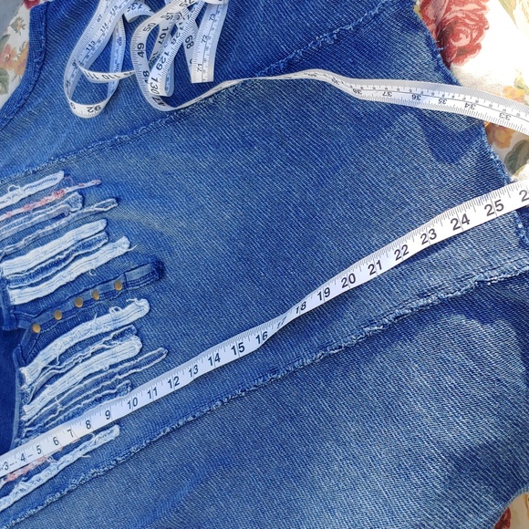 Free People Oversize Sleeveless Denim Color Knit Top by We The Free line XS - Picture 7 of 13